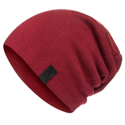 Warm Slouchy Beanie Hat - Deliciously Soft Daily Beanie in Fine Knit - color: Maroon