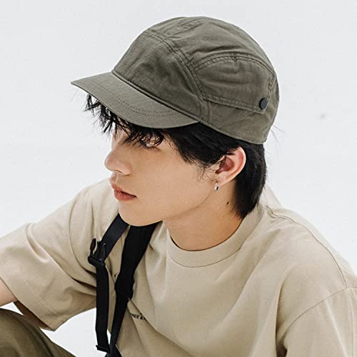 Croogo Short Brim 5 Panel Baseball Cap Cooling Trucker Dad Cap Adjustable Strap Cadet Cap Curved Brim Snapback Hats for Daily - color: Wbdy1-black