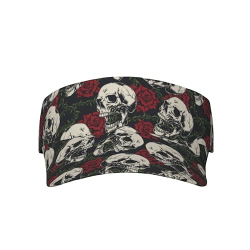 Sports Sun Visor Hats Adjustable Men Women Lightweight Packable Cooling Empty Top Visor Hat for Running, Tennis, Golf - color: Skull Floral