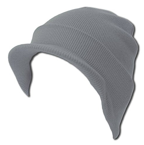 TOP HEADWEAR Cuff Beanie Cap with Visor - color: Heather Grey