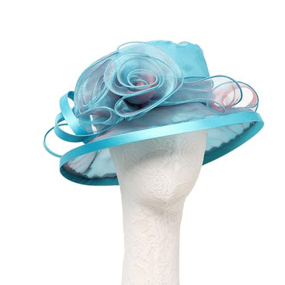Floral Wedding Hat for Women's Tea Party Fascinators Kentucky Church Derby Hats - color: Peacock Blue