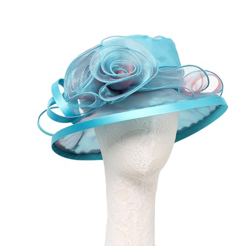 Floral Wedding Hat for Women's Tea Party Fascinators Kentucky Church Derby Hats - color: Peacock Blue