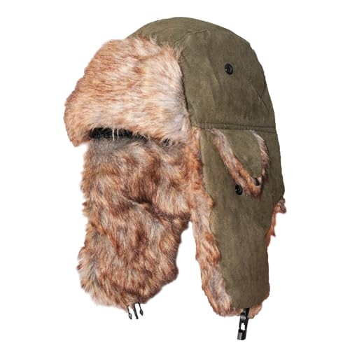 ONWAY Trapper Hat Winter Hats for Women Men with Faux Fur Ear Flaps - color: Darkgreen