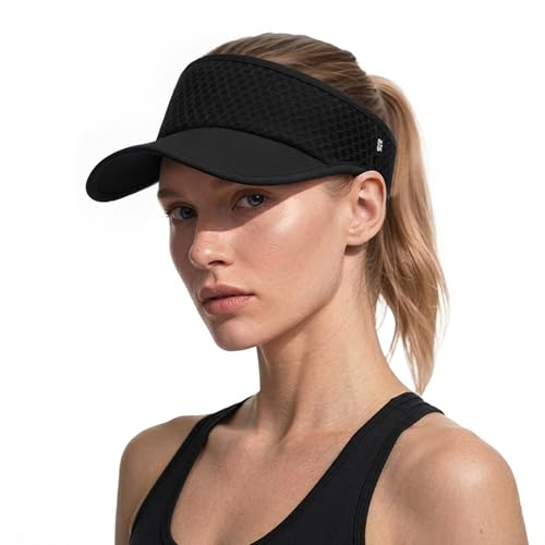 Breathable Mesh Sun Visor Lightweight Sport Hat for Men Women - color: Black