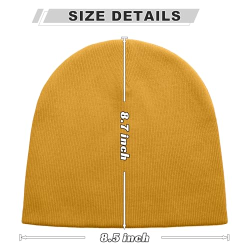 ROYBENS 100% Cotton No Cuff Beanie Hat Men Women, Fisherman Skull Cap - color: Yellow