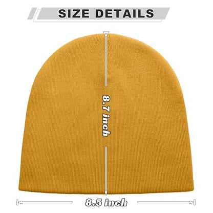 ROYBENS 100% Cotton No Cuff Beanie Hat Men Women, Fisherman Skull Cap - color: Yellow