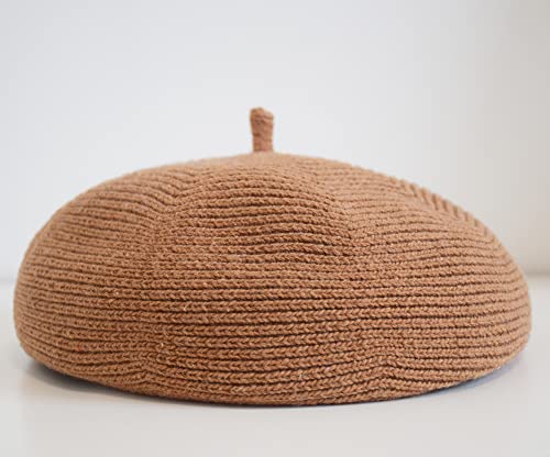 French Style Beret Hat for Women Winter Fall Knit Artist Hats Classic Solid Color Beanie Hat - color: Camel