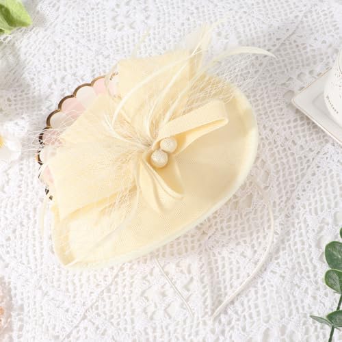 AQOKKA Women Fascinators Hats Flower Mesh Feathers Headband Clip - color: 1 Pc Church Fascinators : Black