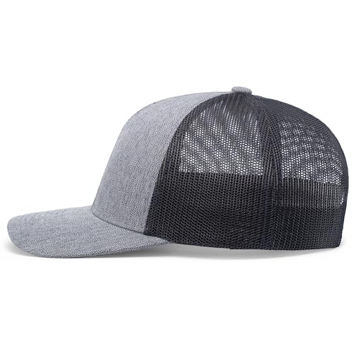 Pacific Headwear Melange Heather Low-Profile Trucker - color: Grey Heather/Navy/Grey Heather