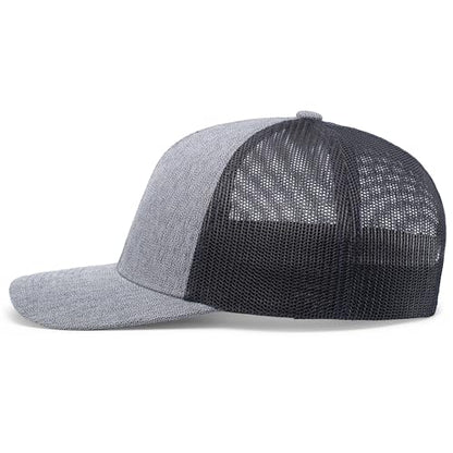 Pacific Headwear Melange Heather Low-Profile Trucker - color: Grey Heather/Navy/Grey Heather