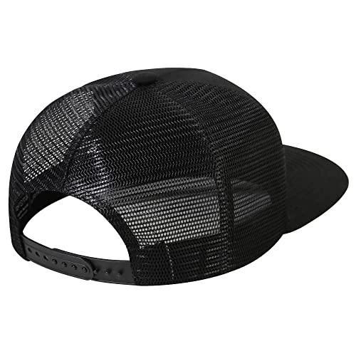 UALON Baseball Cap, Snapback Trucker Hat for Men & Women with American Flag and Adjustable, Breathable Mesh, Flat Bill Hats - color: Black/Black