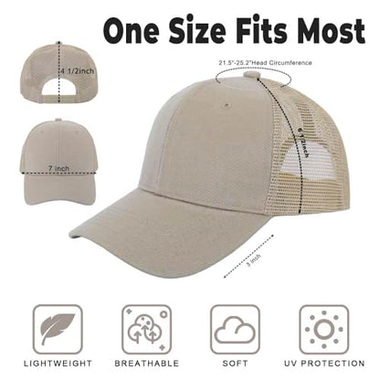 ZH 12 Pack Mesh Trucker Hats, Bulk Baseball Caps for Men and Women, Trucker Cap Wholesale - color: Khaki