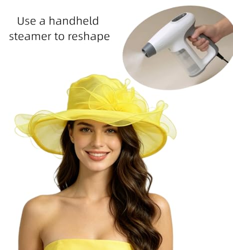 SAFERIN Women's Organza Church Fascinator Bridal Tea Party Wedding Hat - color: Hat-yellow