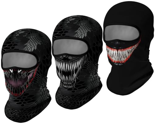 3D Balaclava Ski Mask Outdoor Headwear Mask Ghosts Skull Mask Men Women for Halloween Motorcycle Cycling Full Face Mask - color: Pattern 5 (3pcs)