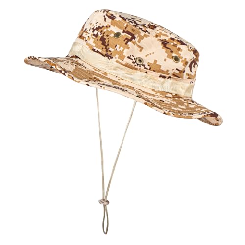 Rosoz Sun Hats for Men Women Bucket Hat UPF Protection Wide Brim Boonie Hat - color: 1pack-beige Digital