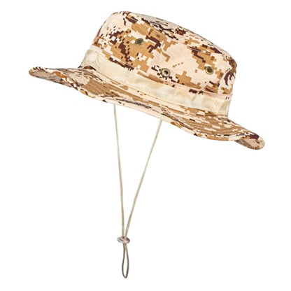 Rosoz Sun Hats for Men Women Bucket Hat UPF Protection Wide Brim Boonie Hat - color: 1pack-beige Digital