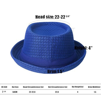 Luwint Cute Fedora Hat - Lightweight Breathable Mesh Crushable Roll Up Short Brim Bowler Derby Cap - color: Black & Blue & Khaki & Brown