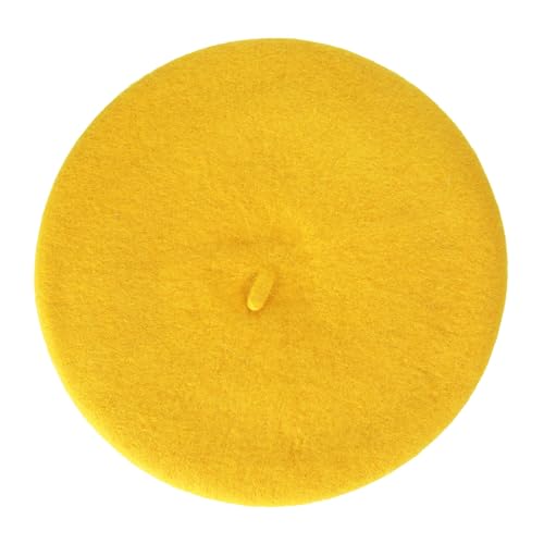 ZLYC Wool French Beret Hat Solid Color Classic Artist Cap for Women - color: Gold