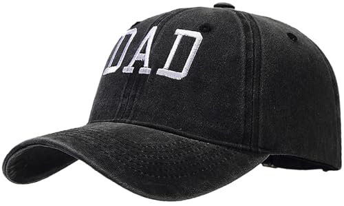XYIYI Vintage Washed Distressed Baseball Cap Adjustable Cotton Dad Hat for Women Men - color: Dad Black