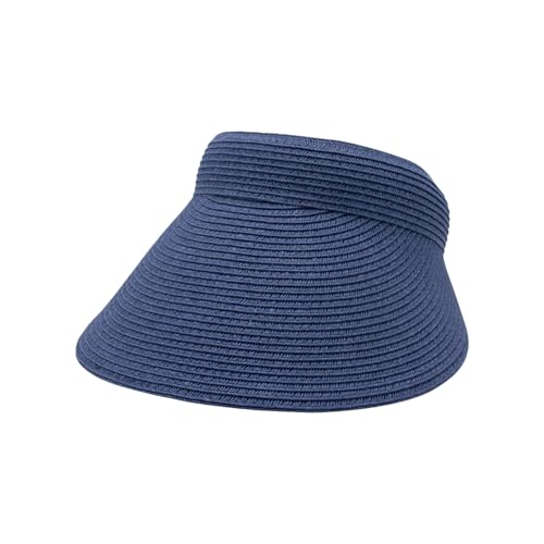 Toyo Braid Clip On Visor Wide Brim Hat Sun Protection for Women - color: Blue