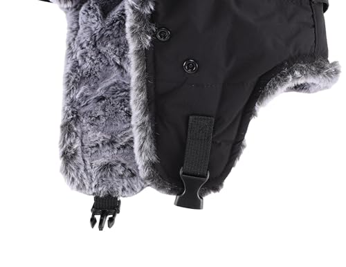 Connectyle Trapper Hat for Men Women Faux Fur Winter Hat with Ear Flaps Water-Resistant Hunting Hats Ushanka Skiing Cap - color: Black