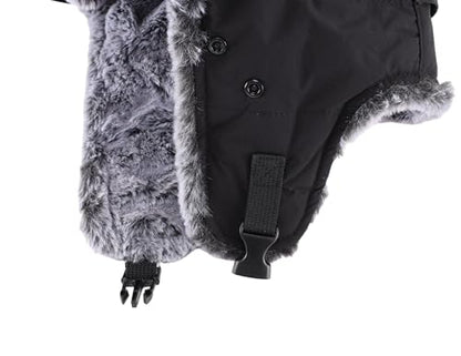Connectyle Trapper Hat for Men Women Faux Fur Winter Hat with Ear Flaps Water-Resistant Hunting Hats Ushanka Skiing Cap - color: Black