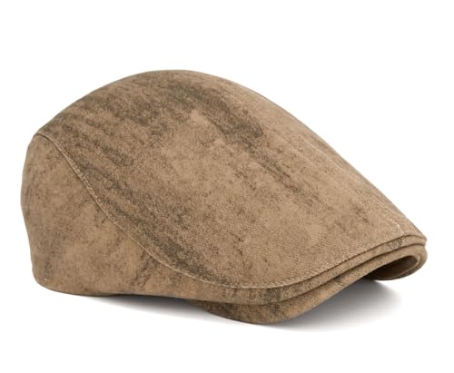 Quanhaigou Unisex Denim Newsboy Hats Flat Ivy Gatsby Cabbie Driving Berets Hat Cotton Dad Cap for Men Women - color: Retro Coffee
