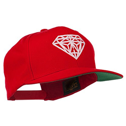 e4Hats.com Pink Diamond Outline Embroidered Snapback Cap - color: Red