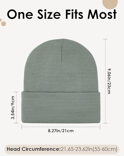 Century Star Men's Fleece-Lined Beanie Winter Knit Hat - Stretchable, Warm, Windproof, Unisex Cuffed Ski Cap for Sports - color: Light Grey