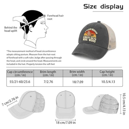 A Clean Beaver Always Gets More Wood Trucker Hats - Women's & Men's Funny Dad Hats - Perfect Birthday Gifts - color: Gray