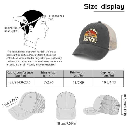 A Clean Beaver Always Gets More Wood Trucker Hats - Women's & Men's Funny Dad Hats - Perfect Birthday Gifts - color: Gray