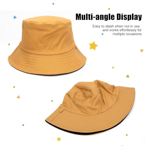 XXL Oversized Reversible Bucket Hat Beach Fisherman Sun Cap with Chin Strap for Women Men - color: Dark Khaki Black
