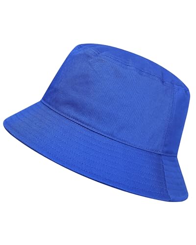 GADIEMKENSD 100% Cotton Bucket Hat - Unisex, UPF 50 Sun Protection, Lightweight, Packable - color: Royal Blue