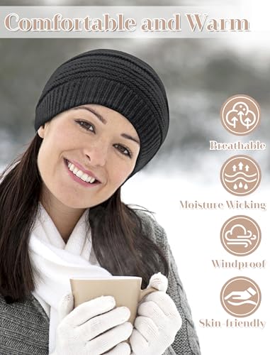 Senker Fashion 2 Pack Winter Beanie Hats for Women, Womens Slouchy Beanies - color: Off White Grey