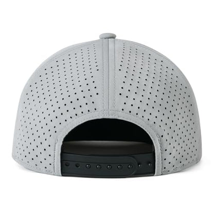 FEINION Men Laser Mesh Flat Brim Snapback Baseball Cap - color: Grey