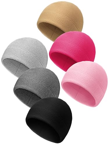 Geyoga 6 Pcs Fleece Beanie Fleece Skull Cap - color: Assorted Colors, size: One Size