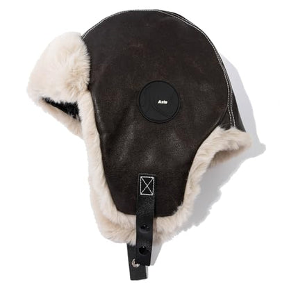 Leather Trapper Hat Winter Trooper Hats for Men Faux Fur Hat Aviator Russian Ushanka Hats with Earflaps Skiing Hat - color: Mg-lfmyypyb30-coffee