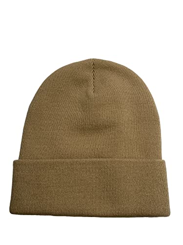 Yea.Nice Legend Knit Folded Beanie Hat in Tan