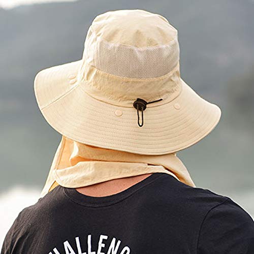 Fishing Hat for Men & Women, Sun Protection Hat with Face Cover & Neck Flap - color: Khaki