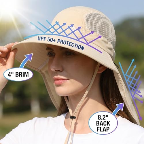 UV Sun Protection Hat Women Foldable Neck Flap Wide Brim Fishing Hat with Ponytail Hole for Women - color: Pink