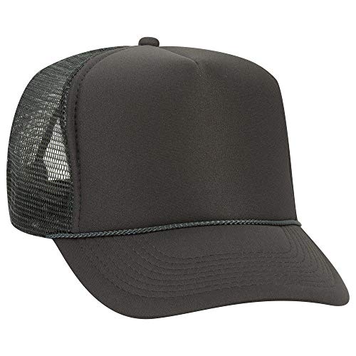 OTTO Polyester Foam Front 5 Panel High Crown Mesh Back Trucker Hat - color: Char. Gray
