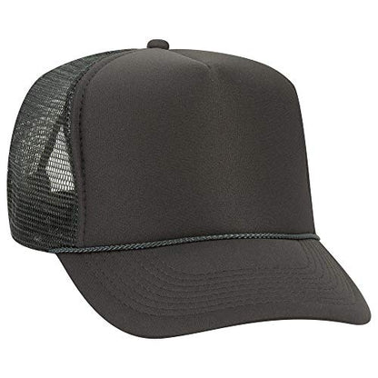 OTTO Polyester Foam Front 5 Panel High Crown Mesh Back Trucker Hat - color: Char. Gray