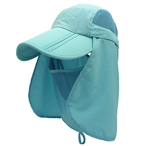 Full Coverage Removable UPF 50+ Sun Hat, Breathable Quick Dry Running Cap - color: Sky Nature, size: Large