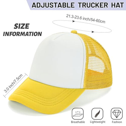 Ultrafun 10 Pack Trucker Hat Mesh Sublimation Blank Hats Adjustable Baseball Caps Hats for Men Women - color: Yellow White