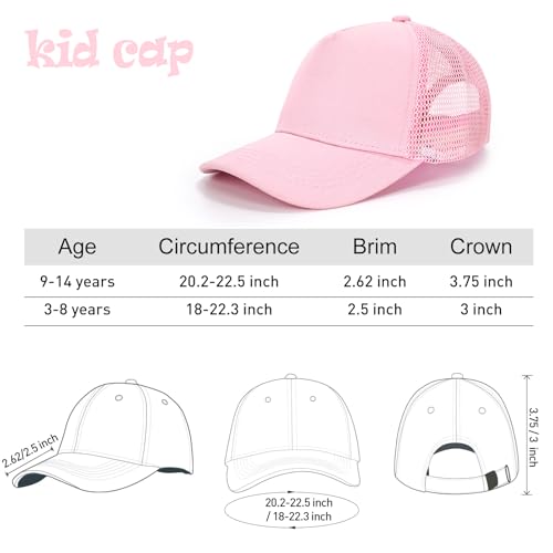 Edoneery Kids Baseball Hat, Adjustable Cotton Cap - color: Mesh-pink, style: 3-8 Years