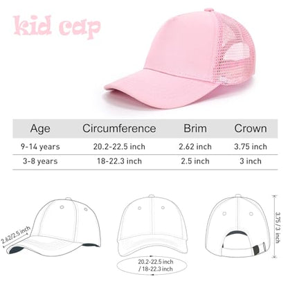 Edoneery Kids Baseball Hat, Adjustable Cotton Cap - color: Mesh-pink, style: 3-8 Years