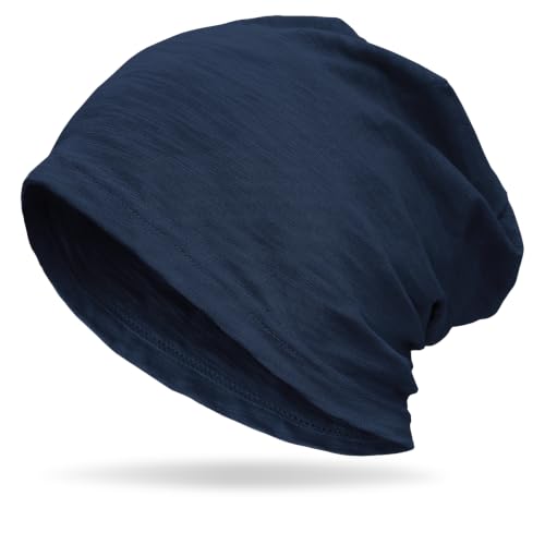 vidsel 100% Cotton Slouchy Beanie, Lightweight Summer Hats for Women Men - color: 1pc Navy Blue, size: Medium