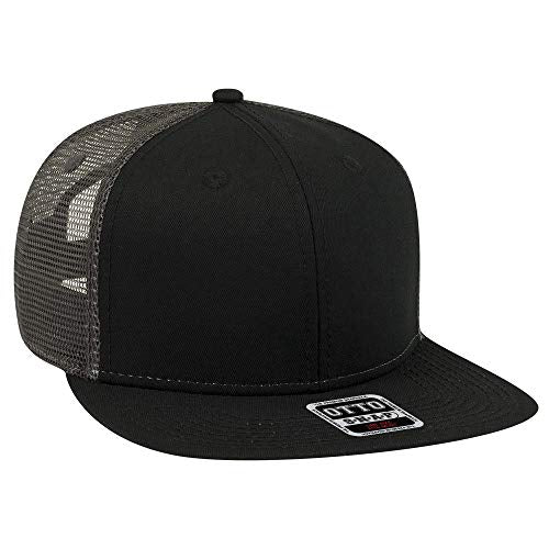 OTTO SNAP Hawaiian Pattern Square Flat Visor 6 Panel Pro Style Snapback Hat - color: Blk/Blk/Ch.gry