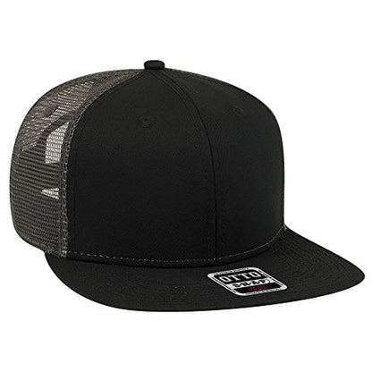 OTTO SNAP Hawaiian Pattern Square Flat Visor 6 Panel Pro Style Snapback Hat - color: Blk/Blk/Ch.gry