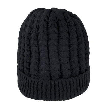 Humble Hilo Knit Hats Beanies for Women Winter Pom Beanie Men or Women Beanies Cable Knit Beanie - color: Black